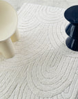 Close-up of Calvi Ivory Rainbow Rug texture - 15mm pile of 100% polypropylene fibrs