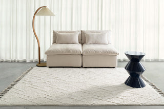 Loopsie Kotor Ivory Diamond Rug Styled in Living Room