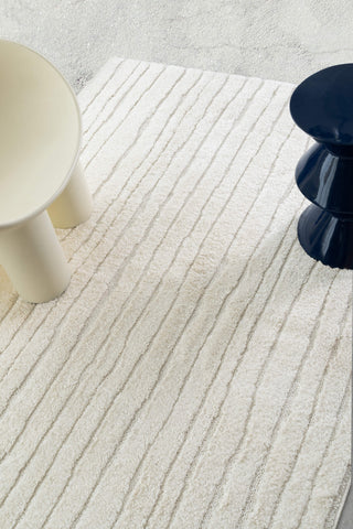 Loopsie Letia Ivory Striped Rug Styled