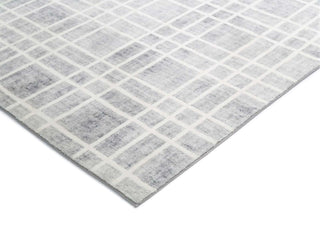 Loopsie All Rugs Zeb Grey and Ivory Plaid Washable Rug