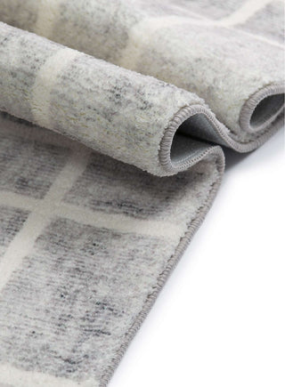 Loopsie All Rugs Zeb Grey and Ivory Plaid Washable Rug