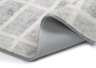 Loopsie All Rugs Zeb Grey and Ivory Plaid Washable Rug