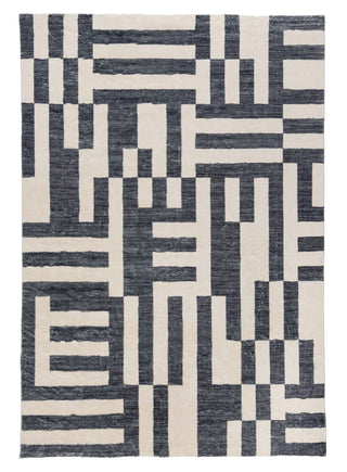 Loopsie RUGS 180cm x 120cm Emmen Black and Cream Geometric Lines Washable Rug