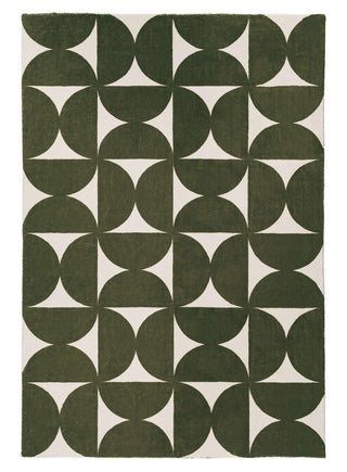 Loopsie RUGS 180cm x 120cm Jardime Green and Ivory Geometric Washable Rug