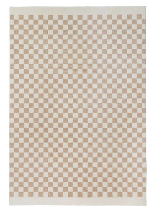 Loopsie RUGS 180cm x 120cm Jazine Cream and Brown Checkered Washable Rug