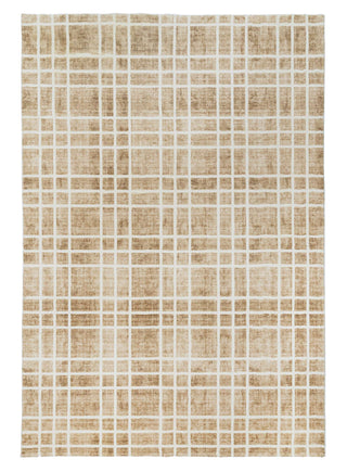 Loopsie RUGS 180cm x 120cm Oodi Brown and Ivory Plaid Washable Rug