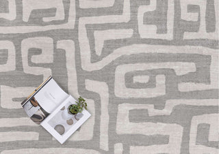 Loopsie RUGS Alberc Grey and Beige Aztec Washable Rug