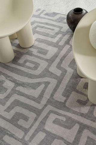 Loopsie RUGS Alberc Grey and Beige Aztec Washable Rug