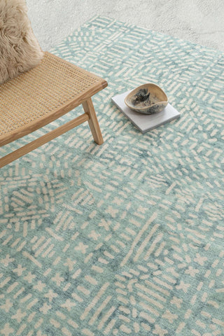 Loopsie RUGS Asni Blue and Ivory Tribal Washable Rug