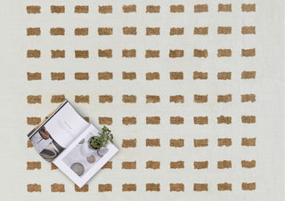 Loopsie RUGS Balan Cream and Brown Rectangles Washable Rug