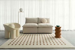 Loopsie RUGS Balan Cream and Brown Rectangles Washable Rug