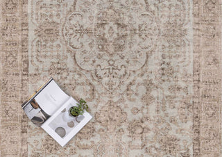 Loopsie RUGS Hani Grey and Beige Medallion Washable Rug