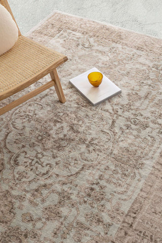 Loopsie RUGS Hani Grey and Beige Medallion Washable Rug