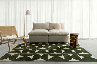 Loopsie RUGS Jardime Green and Ivory Geometric Washable Rug