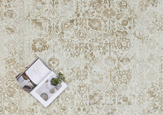 Loopsie RUGS Jaya Cream and Beige Floral Washable Rug