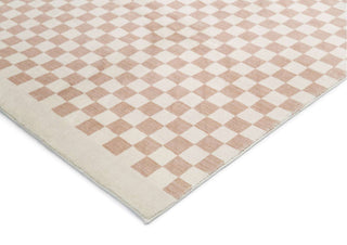 Loopsie RUGS Jazine Cream and Brown Checkered Washable Rug