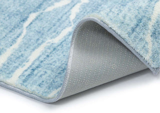 Loopsie RUGS Jevonn Blue and Ivory Lined Washable Rug