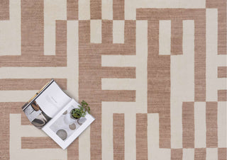 Loopsie RUGS Kijo Beige and Cream Geometric Lines Washable Rug