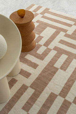 Loopsie RUGS Kijo Beige and Cream Geometric Lines Washable Rug