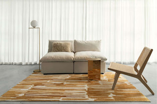 Loopsie RUGS Omaya Gold and Ivory Striped Washable Rug