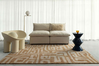 Loopsie RUGS Sahab Brown and Beige Aztec Washable Rug