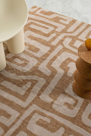 Loopsie RUGS Sahab Brown and Beige Aztec Washable Rug