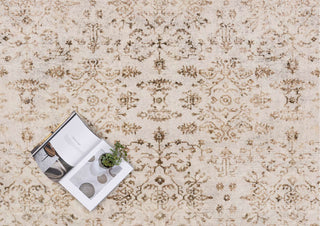 Loopsie RUGS Solna Beige and Brown Floral Washable Rug