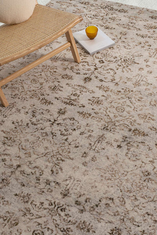 Loopsie RUGS Solna Beige and Brown Floral Washable Rug