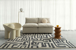 Loopsie RUGS Walvis Cream and Grey Aztec Washable Rug