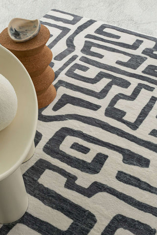 Loopsie RUGS Walvis Cream and Grey Aztec Washable Rug