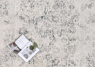 Loopsie RUGS Yeni Grey and Beige Floral Washable Rug