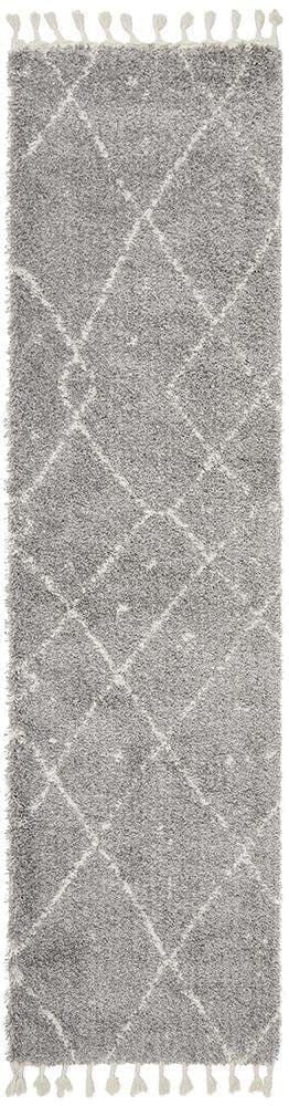 Rug Culture RUGS 200x80cm Nahla Silver Fringed Tribal Runner (Discontinued)