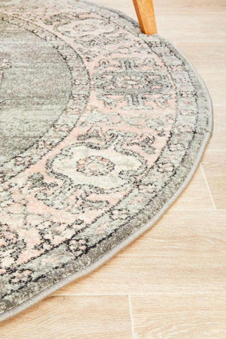 Rug Culture RUGS 240x240cm Avenue Grey & Blush Round Rug (Discontinued)