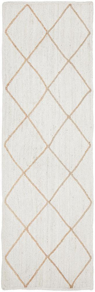 RUG CULTURE RUGS 300X80CM Noosa Diamond White Jute Rug