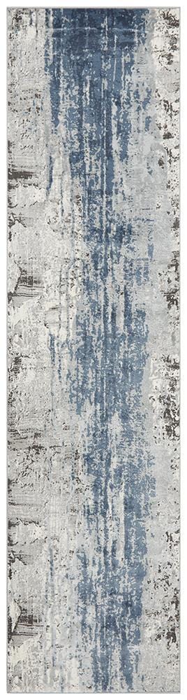 Rug Culture RUGS 300X80CM Roxana Blue Grey Contemporary Runner