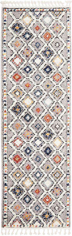 Rug Culture RUGS 300X80CM Zaida Grey Diamond Moroccan Runner