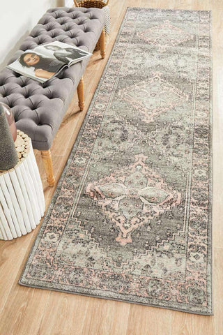 Rug Culture RUGS 400x80cm Avenue Grey & Blush Runner (Discontinued)