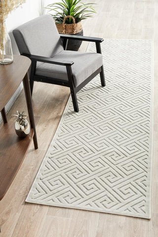 RUG CULTURE RUGS Alice Natural White Geometric Runner Rug