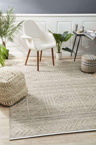 Rug Culture RUGS Arya Natural Stitch Woven Wool Rug