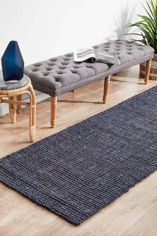 Rug Culture RUGS Atrium Barker Navy Blue Jute Runner