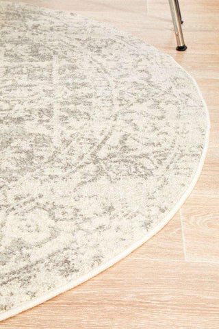 Rug Culture RUGS Bafra Distressed Grey & Ivory Transitional Round Rug