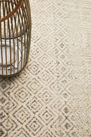 Rug Culture Evoke 265 Grey & Ivory Distressed Diamond Rug  styled