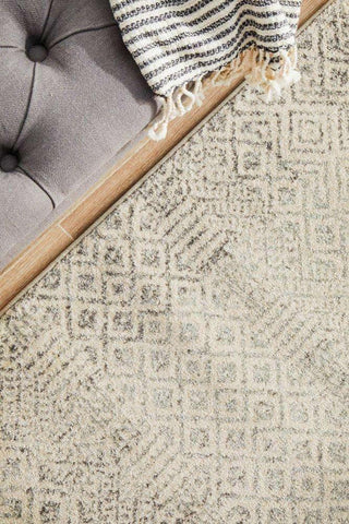 Rug Culture RUGS Bodrum Grey & Ivory Distressed Diamond Runner Rug