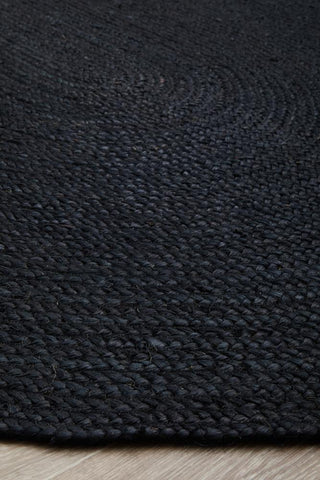 Close up of the Rug Culture: Bondi Black Jute Oval Rug 