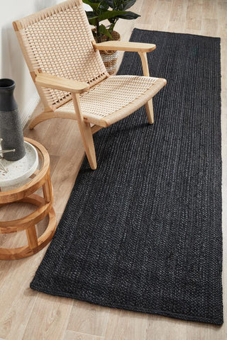 Rug Culture RUGS Bondi Black Jute Runner