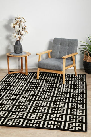 RUG CULTURE RUGS Brenda Black & Gold Geometric Rug