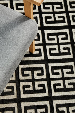 RUG CULTURE RUGS Brenda Black & Gold Geometric Rug