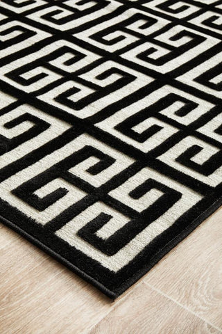 RUG CULTURE RUGS Brenda Black & Gold Geometric Runner