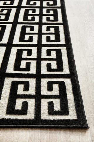 RUG CULTURE RUGS Brenda Black & Gold Geometric Runner