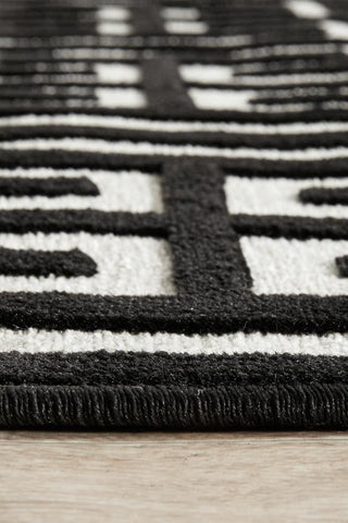 RUG CULTURE RUGS Brenda Black & Gold Geometric Runner